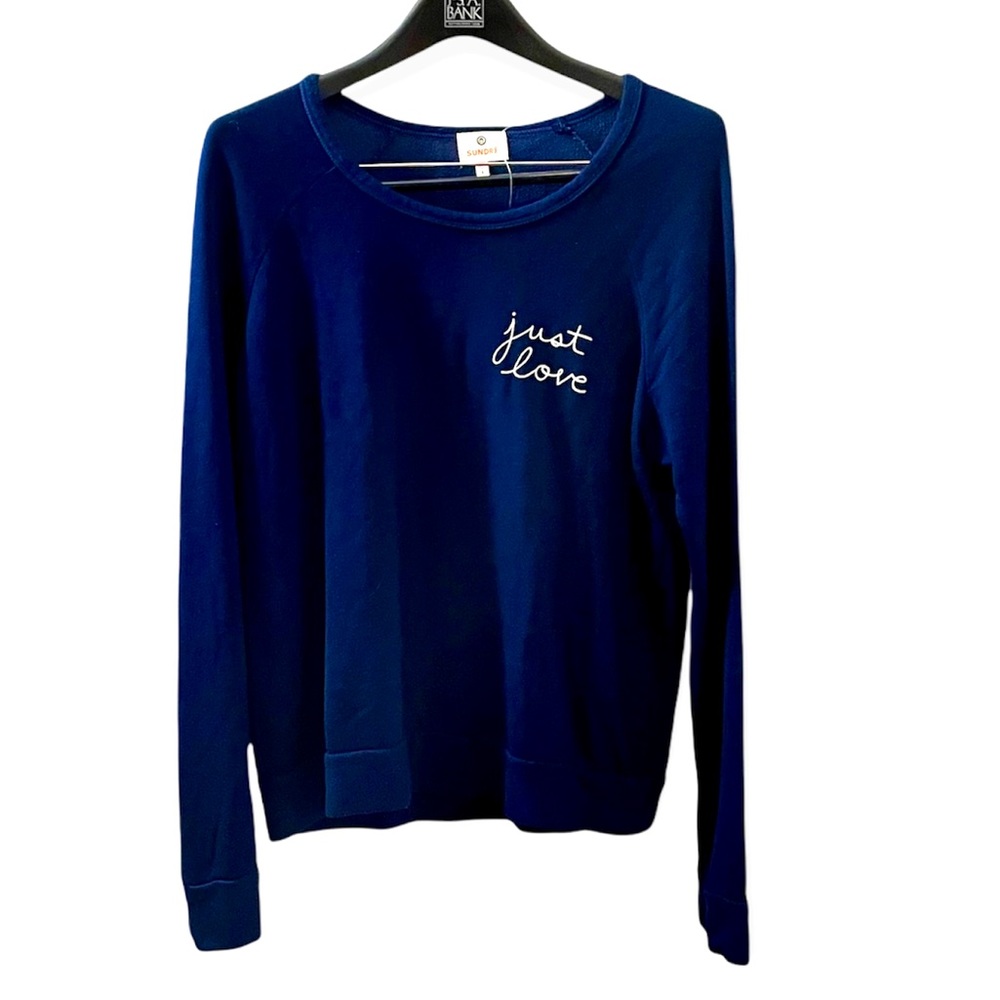 NWOT Sundry “Just Love” Navy long sleeve crewneck sweatshirt Size 2, Medium